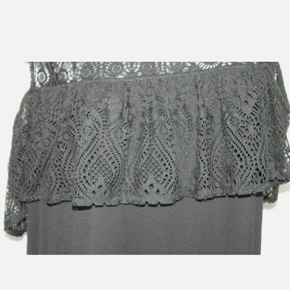 LANE BRYANT COLD SHOULDER LACE UPPER COTTON BOTTOM 18/20 BLACK DRESS NWT - Picture 7 of 7